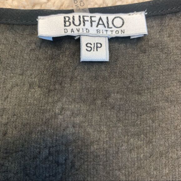 𝅺BUFFALO Black chiffon sheer beaded camisole blouse Sz S - Picture 5 of 8